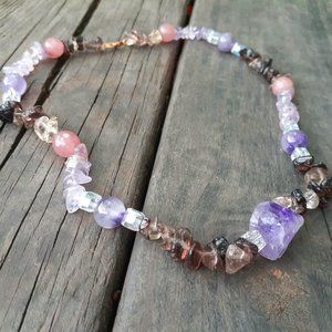 Amethyst Moonstone Pink Choker Necklace